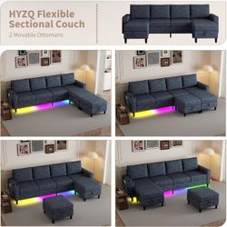 5 Seater Couch with storage, LED Lights& charger