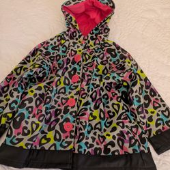 Girls Size 4T Groovy Leopard PrintHooded Raincoat