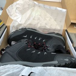 Men's Waterproof Hiking Boots, Black/Red 11.5 