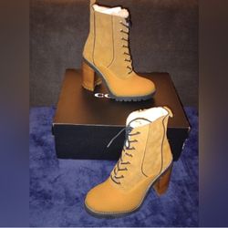 NWB Coach Haven Suede Boots Raw Umber Size 8.5B