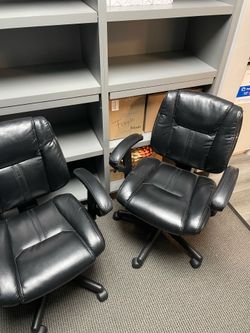 Black leather office chairs