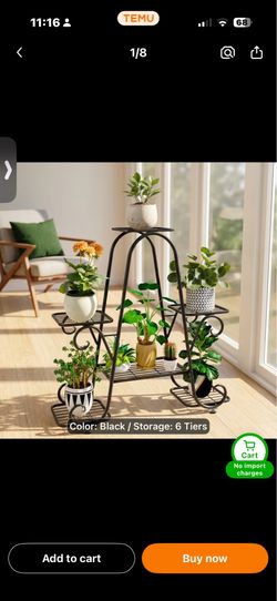 6 Tiers Indoor Metal Plant Stand, Flower Shelf Outdoor Metal Plant Rack for Multiple Plants, Plant Flower Holder for Patio Garden Living Room Balcony