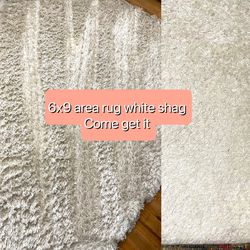 6x9 Area Rug White Shag - Clean Nice Condition 