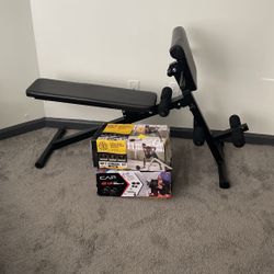 Bench  And 2 Vinyl Dumbbell Set / Banca De Ejercicios Y Pesas 