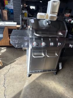 4 Burner Stainless Steel Propane Gas Grill with Side Burner