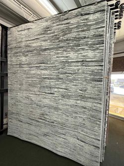 Large Modern Abstract Area Rug Gray White