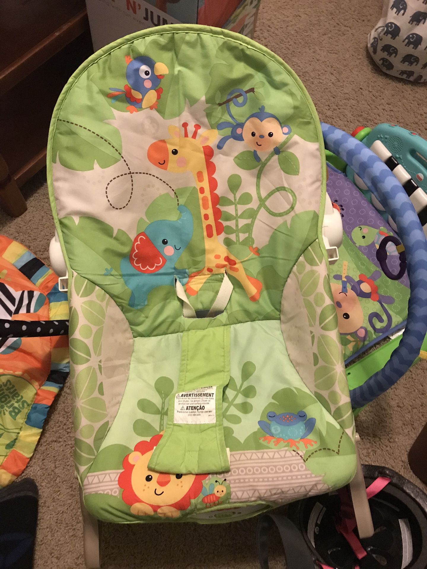 Baby play mats, boppys , fisher price rocker chair , Eddie Bauer diaper bag