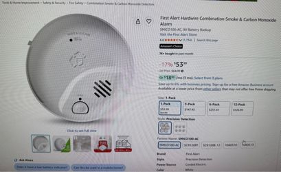 First Alert SMICO100-AC Combination Smoke & Carbon Monoxide Alarm 2-Pack