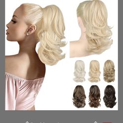 NTYNTY Ponytail Extension - 14" Claw Clip In Ponytail Hair Extensions Natural Soft Synthetic Layered Wavy Pony Tail Hair Pieces For Women - Light Blon