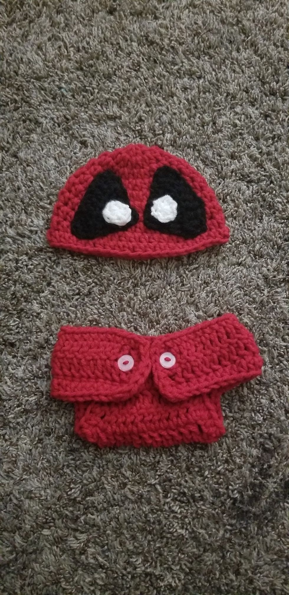 Crochet deadpool baby set