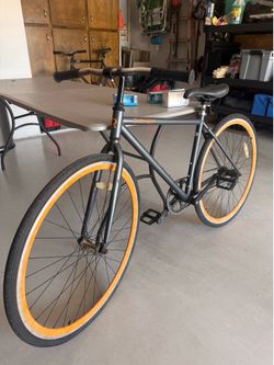 Retrospec Harper Fixed Gear / Single Speed Bike - Matte Gray w/ Orange Tires