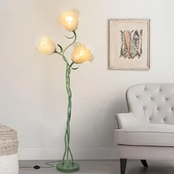 Flower Floor Lamp for Living Room, Tall Flower Reading lamp with Flexible Neck Shaft for Bedroom Decor, Modern Corner Floor Lamps with 3-Color Tempera