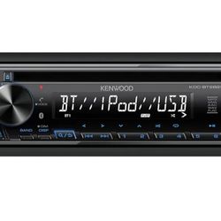 KENWOOD KDC-BT282U CD Car Stereo - Single Din, Bluetooth Audio, USB MP3, FLAC, Aux in, AM FM Radio, Detachable face with White 13-Digit LCD Display an