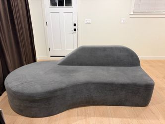 Gray Curved Chaise Lounge Sofa