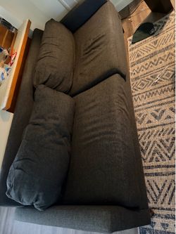 Navy blue/gray Fabric Sofa - 7’3” - Good Condition - $125 OBO (will deliver for delivery fee)