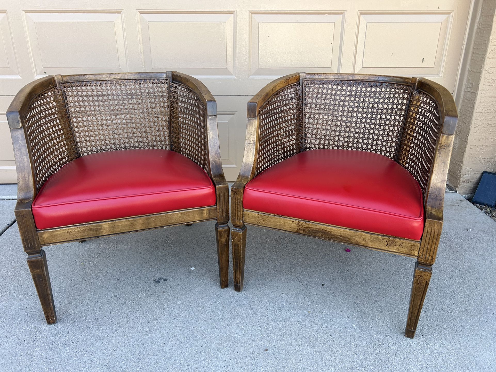 Cane Back Hollywood Regency Chairs 