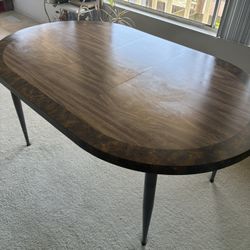 Vintage Oval Brown Large Table W Two Leaves Leaf Good Cond 