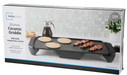 Mainstays 20” Electric Griddle - Non-Stick, Temperature Control,1500 W,Ceramic Coating