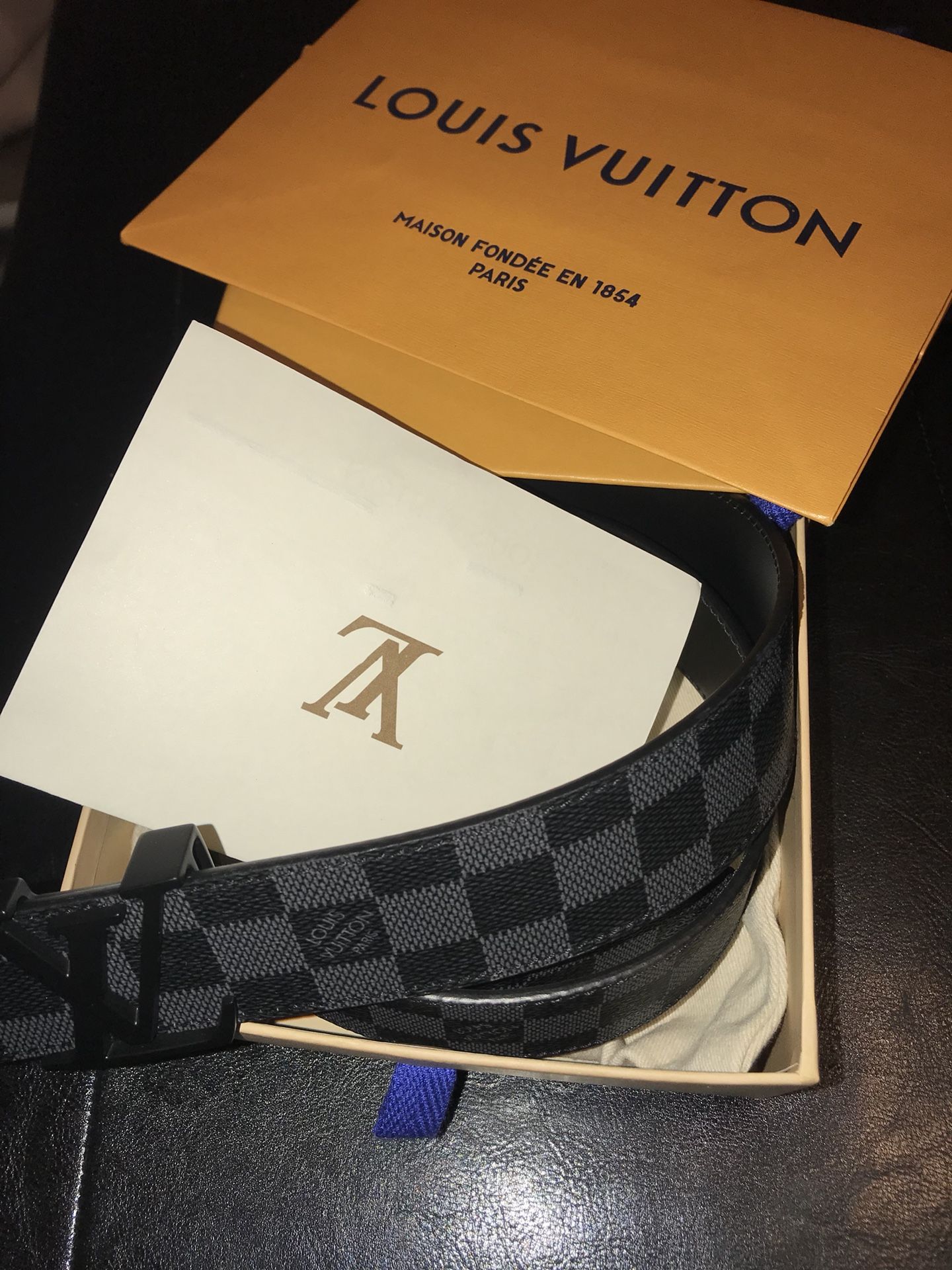 Louis Vuitton Initiales damier graphite belt – icons luxury vintage