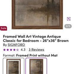 Framed Wall Art Vintage Antique Classic For Bedroom. 