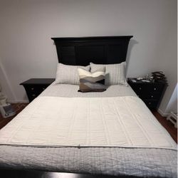 SOLID WOOD queen size bed frame + headboard