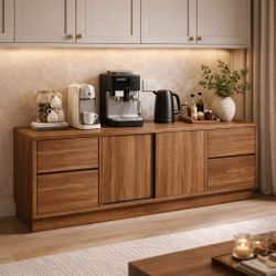 TV Stand for TVs Up to 75'', Wood Entertainment Center with Sliding Doors and Drawers, Television Console Storage Cabinet with Adjustable Shelves for 