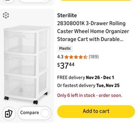 Sterlite 3 Drawer Cart