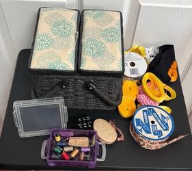 Vintage Sewing Basket Storage Thread Ribbons etc $10 for All