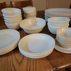 Vintage Ivory Fire King Plates, Bowls, Platters, Serving Dishes

