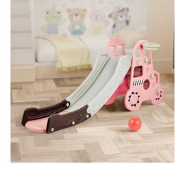 DUKE BABY 3-in-1 Car Shape Kids Slide: A fantastic toddler toy with basketball hoop, and slide. for ages 3+ with spacious buffer area. -Pink