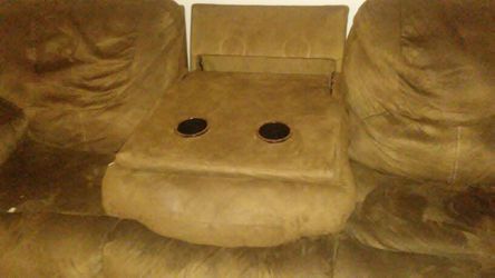 Brown Suede Reclinable couch