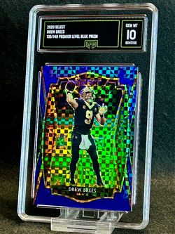 2020 Select 💥 Drew Brees 💥 Premier Level Blue Prizm 135/149 GMA 10 💎 Mint - New Orleans Saints