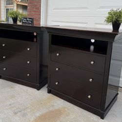 (2) Beautiful Dark Brown 3-Drawer LARGE Night Stands or Small Dressers