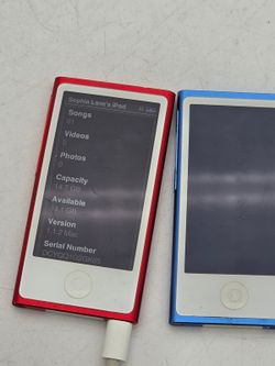 Apple iPod Nano 7th Gen 16GB Lot of 2 Red Blue A1446