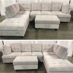 New Sectional + Storage Ottoman  — Left or Right Chaise — Delivery Available 