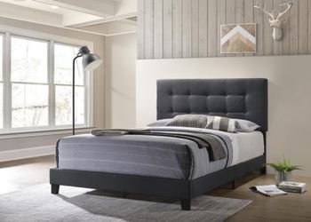 Dark gray king size bed frame