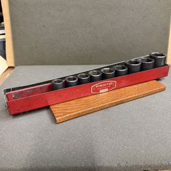 (9 pc) PROTO SAE 1/2" Drive 6 Pt Impact Socket Set 9/16" to 1-1/16" USA