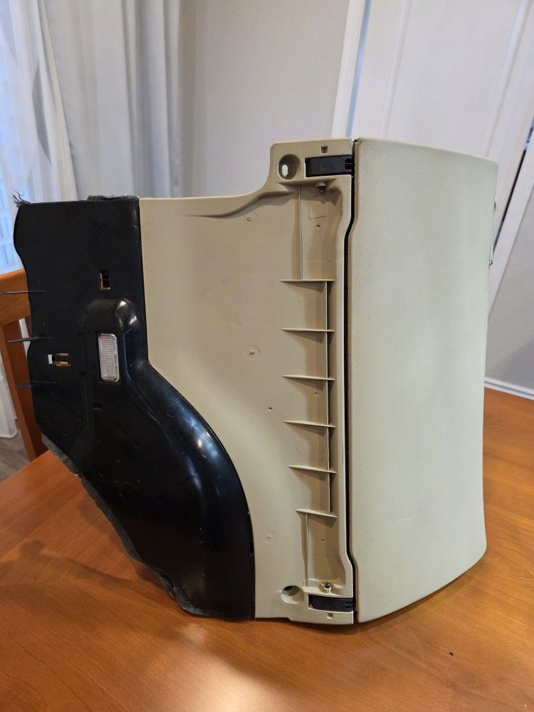 OEM glove box assembly for a 2003-2008 Audi B6 B7 A4 S4 RS4 sedan in tan color.