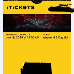 2 rock the south general admission 3 day tickets