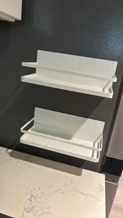 White Magnetic Spice Rack Shelves Set of 2