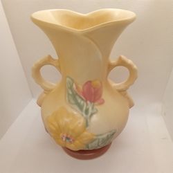 VTG Original Hull Pottery Matte Magnolia 6" Double Handle Vase 15-C Pastel Yello