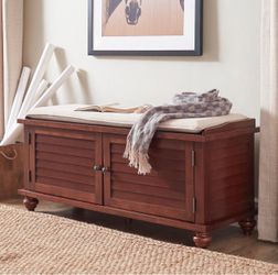 Brand New: Velvet Cushion Storage Bench - Espresso