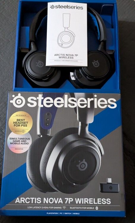 SteelSeries Arctis Nova 7P Wireless Multi-Platform Gaming Headset — Neodymium Magnetic Drivers — 2.4GHz + Bluetooth — 38Hr USB-C Battery — Gen2 AI Mic
