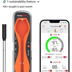 ThermoPro TempSpike 500FT Wireless Meat Thermometer, Bluetooth Meat Thermometer Wireless for Turkey Beef Lamb, Meat Thermometer Digital Wireless for R