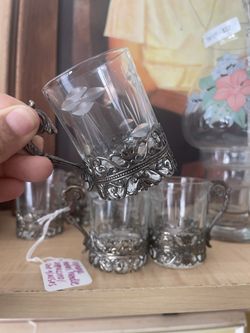 Glass And Pewter Shot Or Cappuccino Glasses