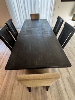 Living Spaces Solid-Wood Dining/ Kitchen Set: Table & 6 Chairs