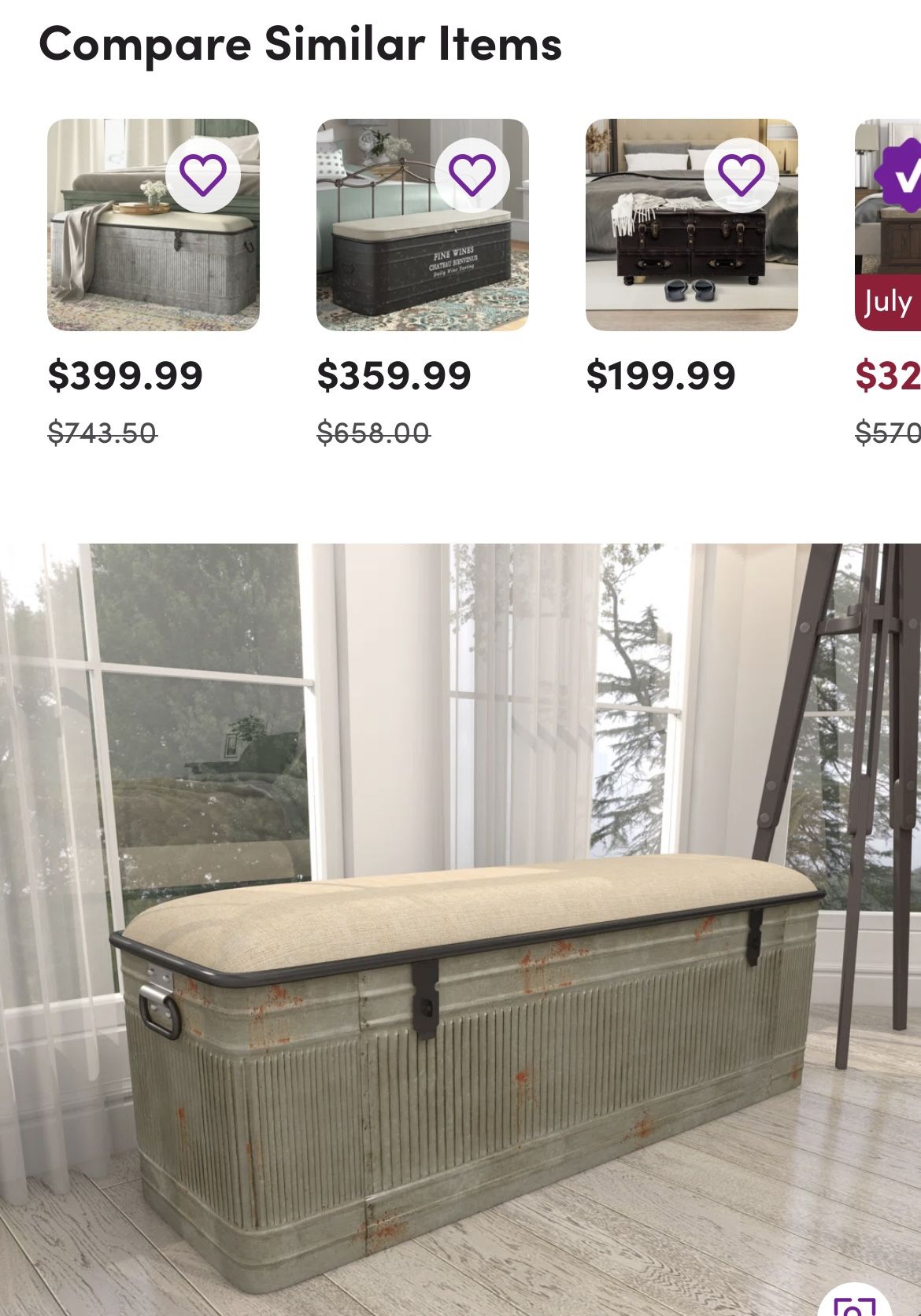 Storage Bench Padded Seating/ Rustic Look