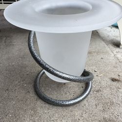 Metal/iron Candle Holders/ Center Pieces W/frosted Glass 