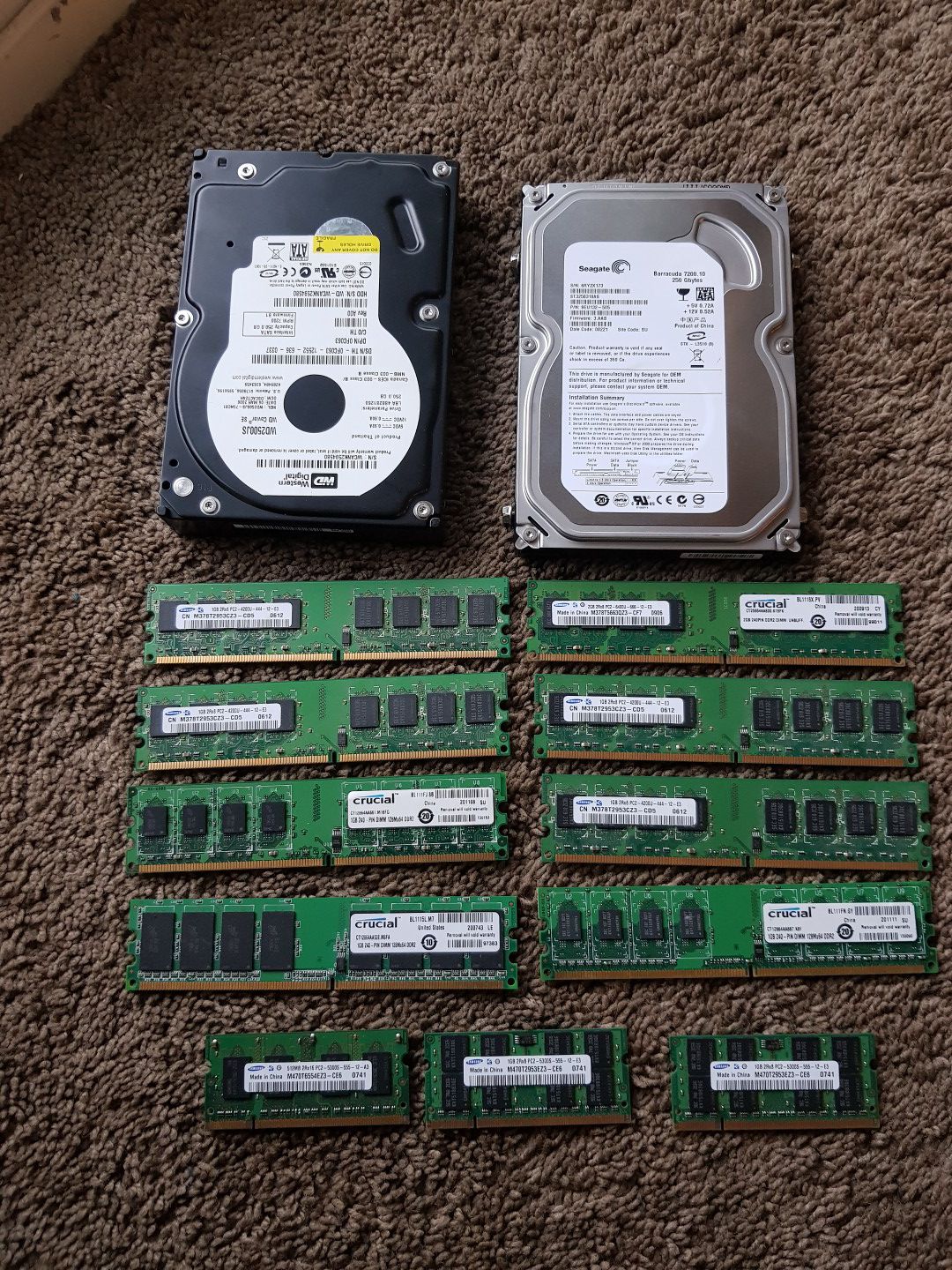 Computer parts 2 hard drive and many RAM