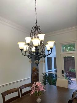9-light Victorian Bronze Chandelier